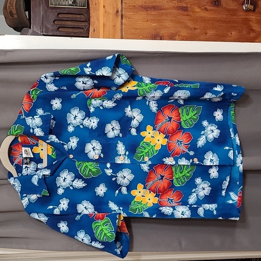 Kennington Ltd. California Mens Tropical Hawaiian Shirt VIBRANT Floral Sz L‎ EUC